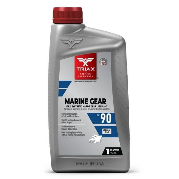 TRIAX Marine Gear SAE 90 GL-5 - Full Synthetic Marine Gear Oil - Compatible with All Stern Drives, Bow Thrusters, and Lower Gear Units in all Boats and Jet Skis from All OEM's (1 Quart)