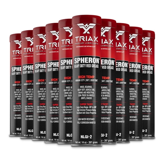 TRIAX Spheron Grease Super Heavy Duty Red Grease, Pack of 10 - 14 Ounce Tubes