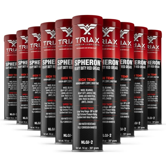 TRIAX Spheron Grease Super Heavy Duty Red Grease, Pack of 10 - 14 Ounce Tubes