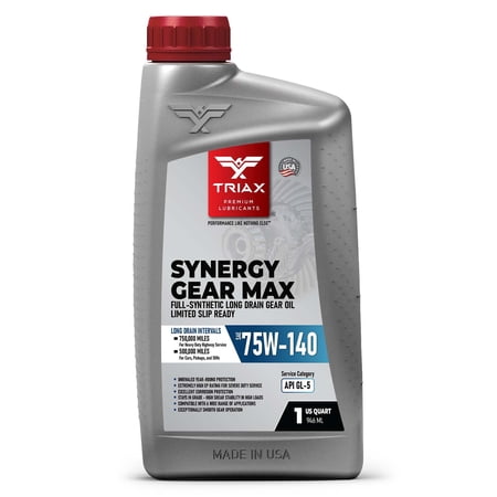 TRIAX Synergy Gear Max 75W-140 GL-5 Full Synthetic Gear Oil, 1 Quart