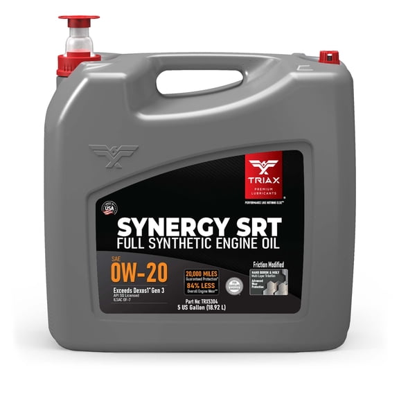 TRIAX Synergy SRT 0W-20 Full Synthetic Engine Oil API SQ / ILSAC GF-7A Licensed, 5 Gallon