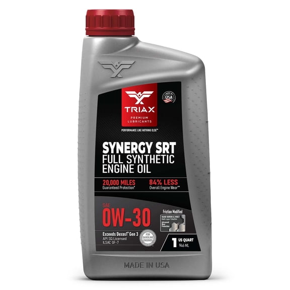 TRIAX Synergy SRT 0W-30 Full Synthetic Engine Oil API SQ / ILSAC GF-7A Licensed, 1 Quart