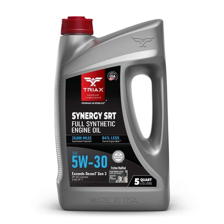TRIAX Synergy SRT 5W-30 Full Synthetic Engine Oil API SQ / ILSAC GF-7A Licensed, 5 Quart