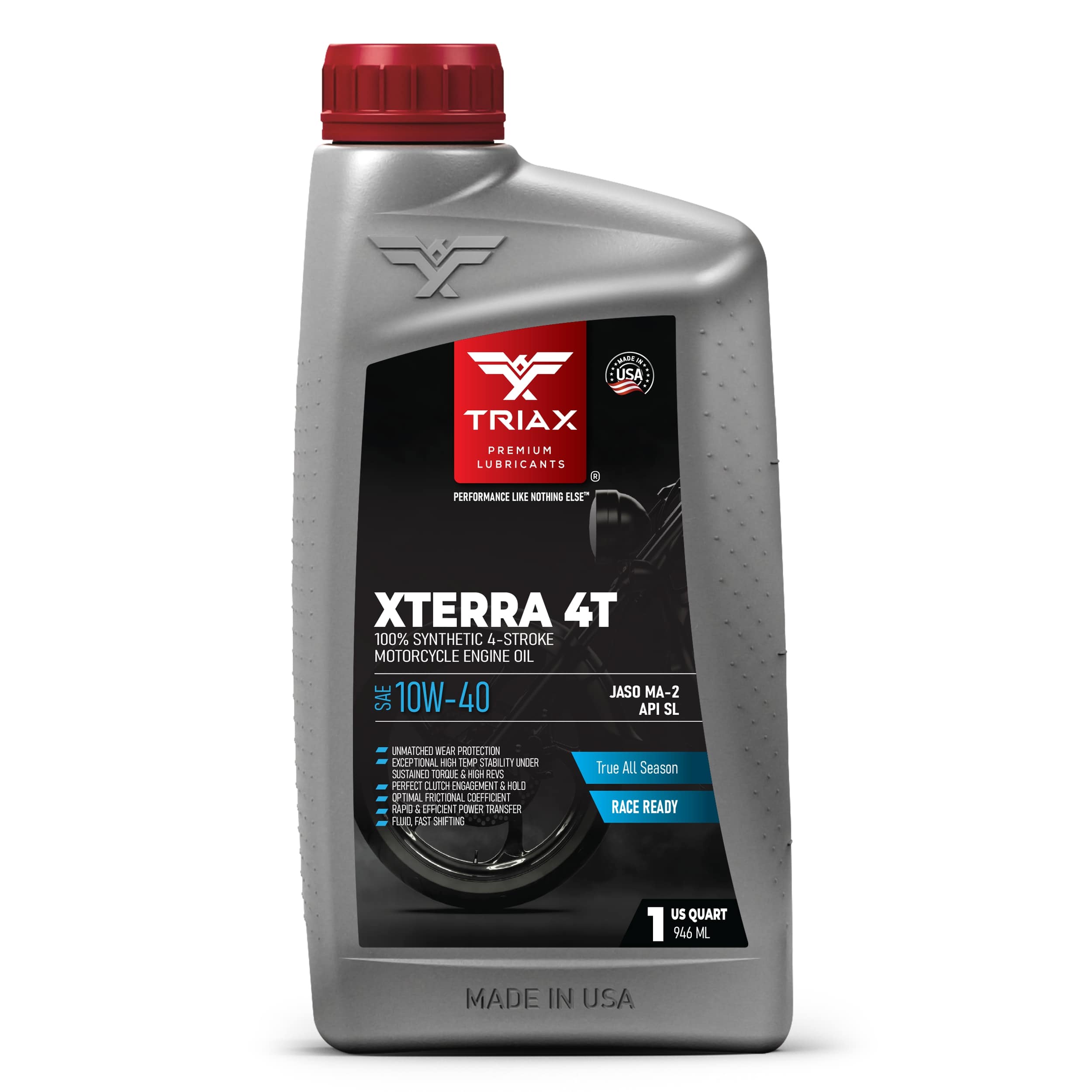 TRIAX Xterra 4T 10W-40 Full Synthetic 4-Stroke Motorcycle Engine Oil, 1 Quart