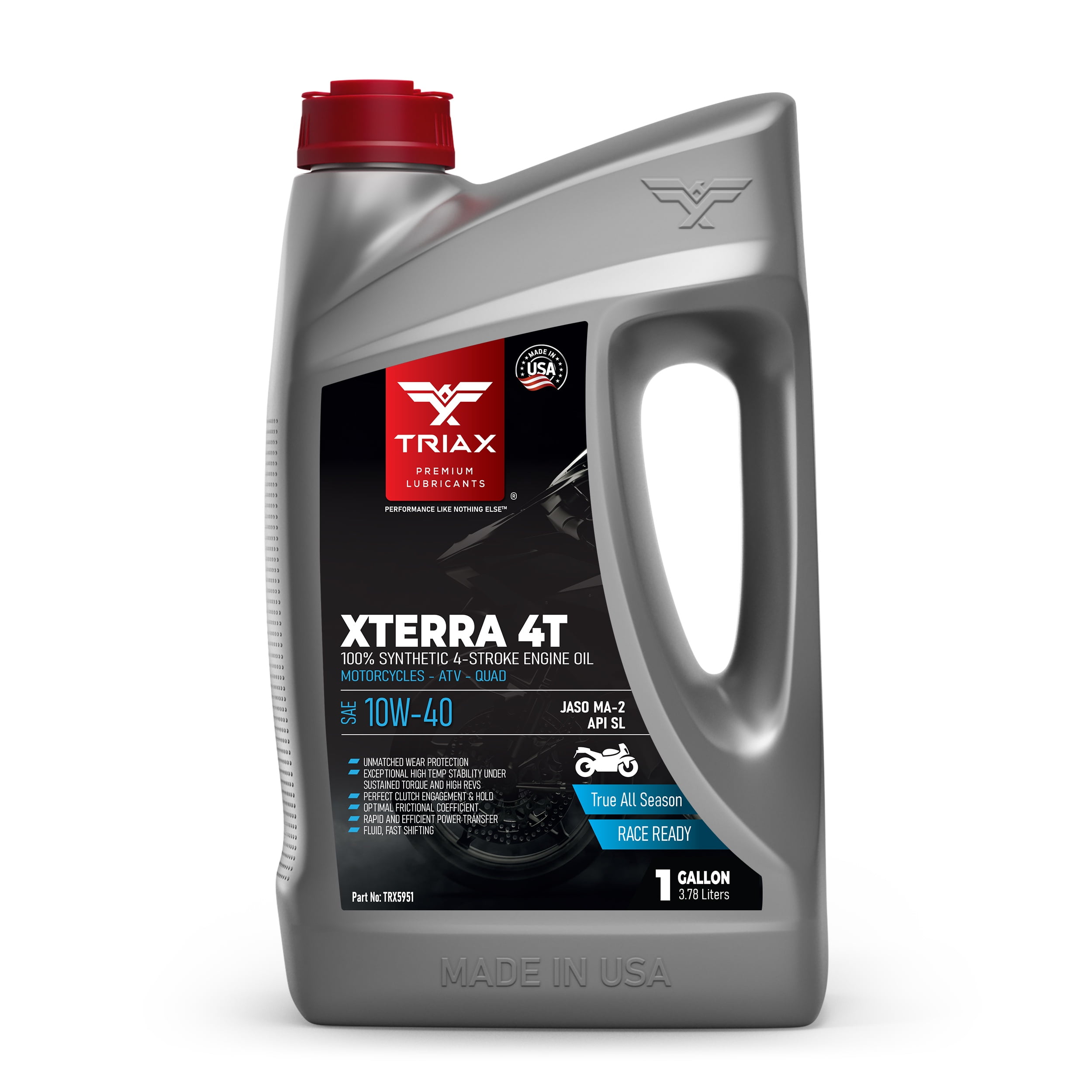 TRIAX Xterra 4T 10W-40 Full Synthetic 4-Stroke Motorcycle Engine Oil, 1 Gallon
