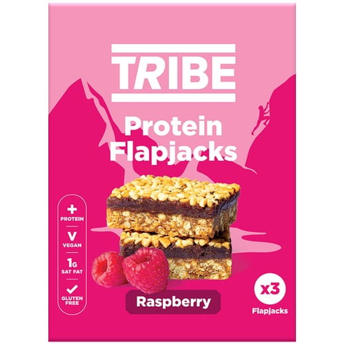 TRIBE Protein Flapjack - Raspberry 3 x 38g, British Import (Pack of 3)