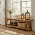 thumbnail image 1 of TRIBEWOOD 63" Solid Wood Shoe Bench With 2-Tier Storage, 1 of 5