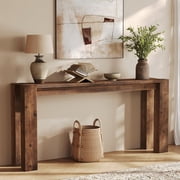 Finmind 70.9" Solid Wood Console Table, Narrow Long Sofa Table Behind Couch for Living Room, Brown