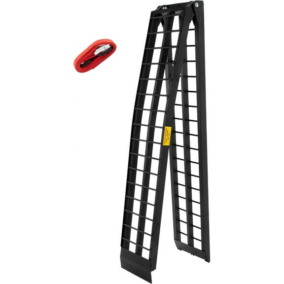 TRIBLE SIX Loading Ramp 10' Folding Aluminum Load Ramps 600lbs Capacity Heavy-Duty for Loading Motorcycles Pickup Truck Trailer ATV UTV Lawn Mower 1Pcs