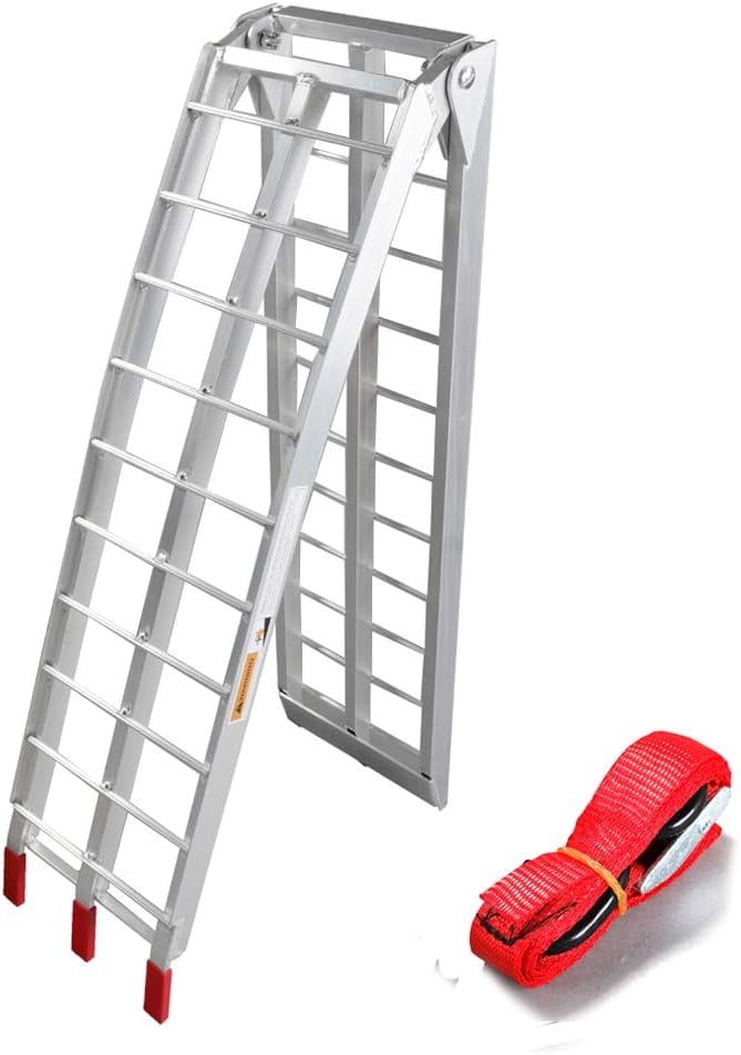 TRIBLE SIX Loading Ramp 10' Folding Aluminum Load Ramps 600lbs Capacity HeavyDuty for Loading