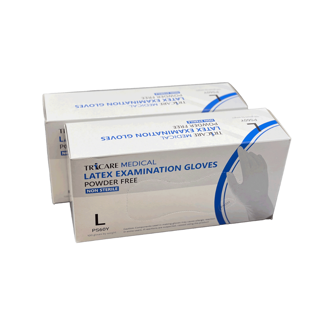 TRICARE Medical Disposable Latex Gloves, Large, 200 Count, White