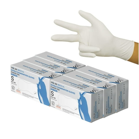 TRICARE Medical Disposable Latex Gloves, Small, 600 Count, White, Powder-Free, 5.5 Mil