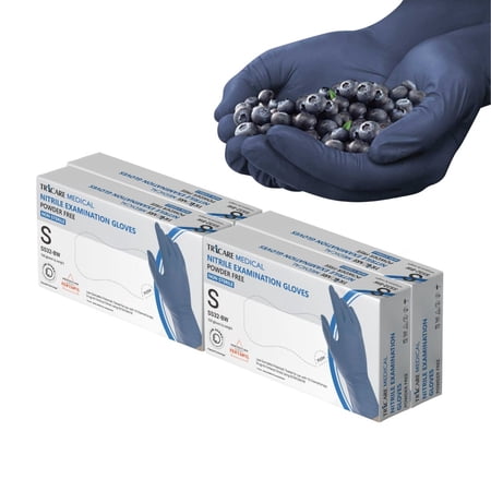 TRICARE Medical Disposable Nitrile Exam Gloves, Small, 400 Count, Berry Blue, Powder Free, 3.5 Mil