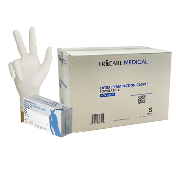TRICARE Medical Latex Exam Gloves, Small, 1000/Case, Natural White, Powder Free, 5.5 Mil