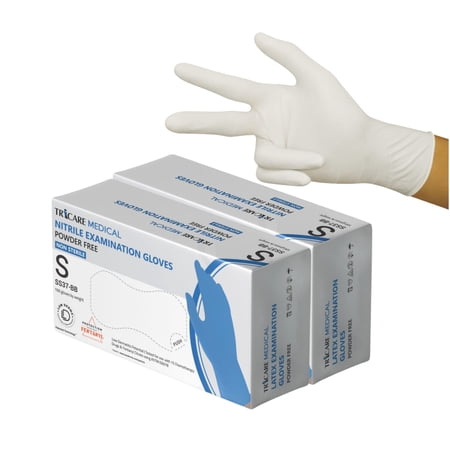 TRICARE Medical Latex Exam Gloves, Small, 200 Count, Disposable, White, Powder-Free, 5.5 Mil