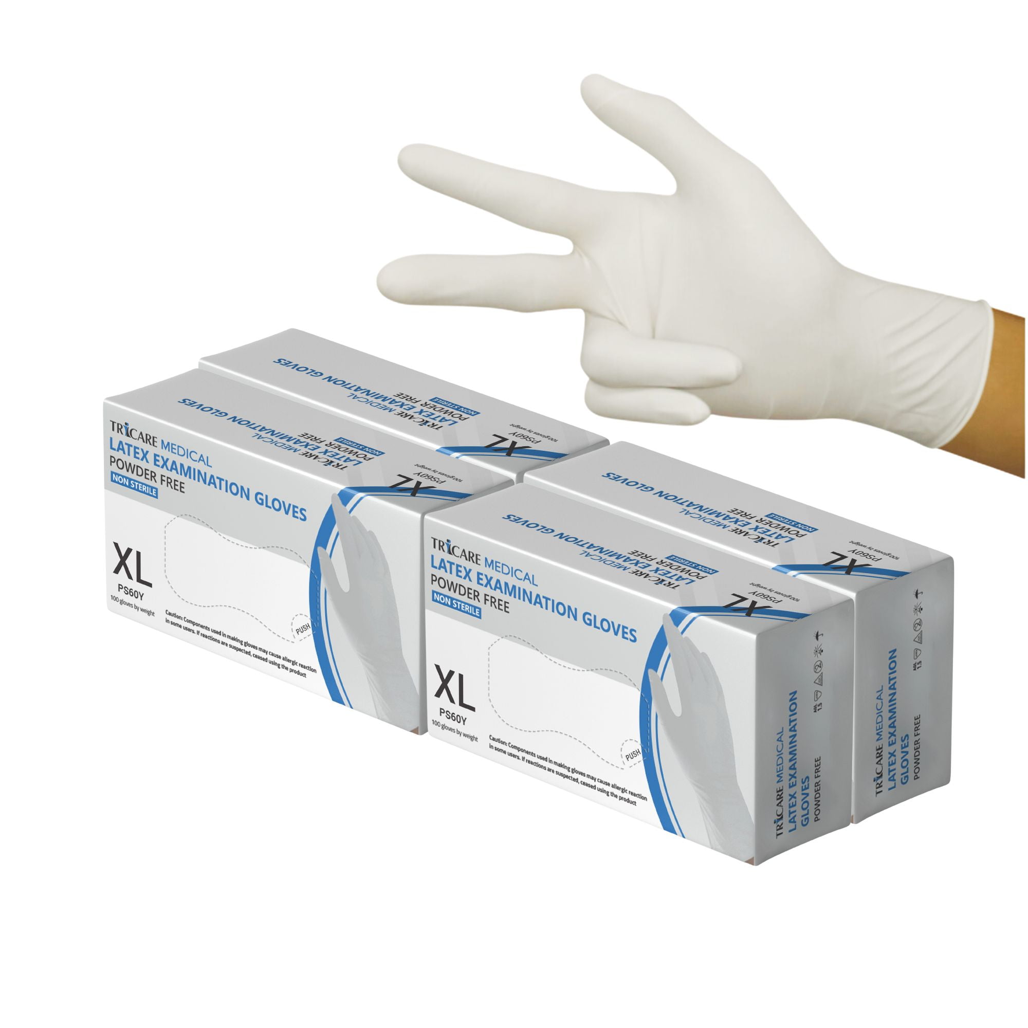 TRICARE Medical Latex Exam Gloves, x-Large, 400 Count, Natural White, Powder Free, 5.5 Mil
