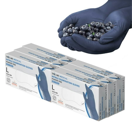 TRICARE Medical Nitrile Exam Gloves, Large, 600 Count, Berry Blue, Disposable, Powder Free, 3.5 Mil