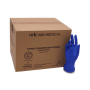 TRICARE Medical Nitrile Exam Gloves, Large, Case of 1000, Blue, Latex Free, Powder Free, 4.7 Mil