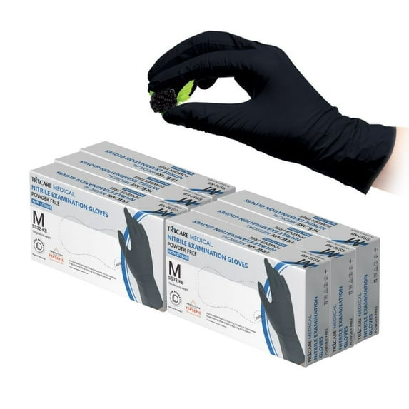TRICARE Medical Nitrile Exam Gloves, Medium, 600 Count, Berry Black, Low Derma, Medium Duty, 3.5 Mil