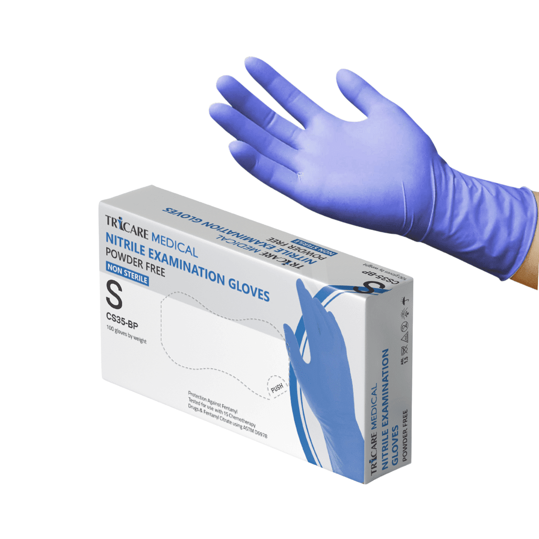 TRICARE Medical Nitrile Exam Gloves, Small, 100 Count, Deep Blue, Latex Free, Powder Free, 4.3 Mil