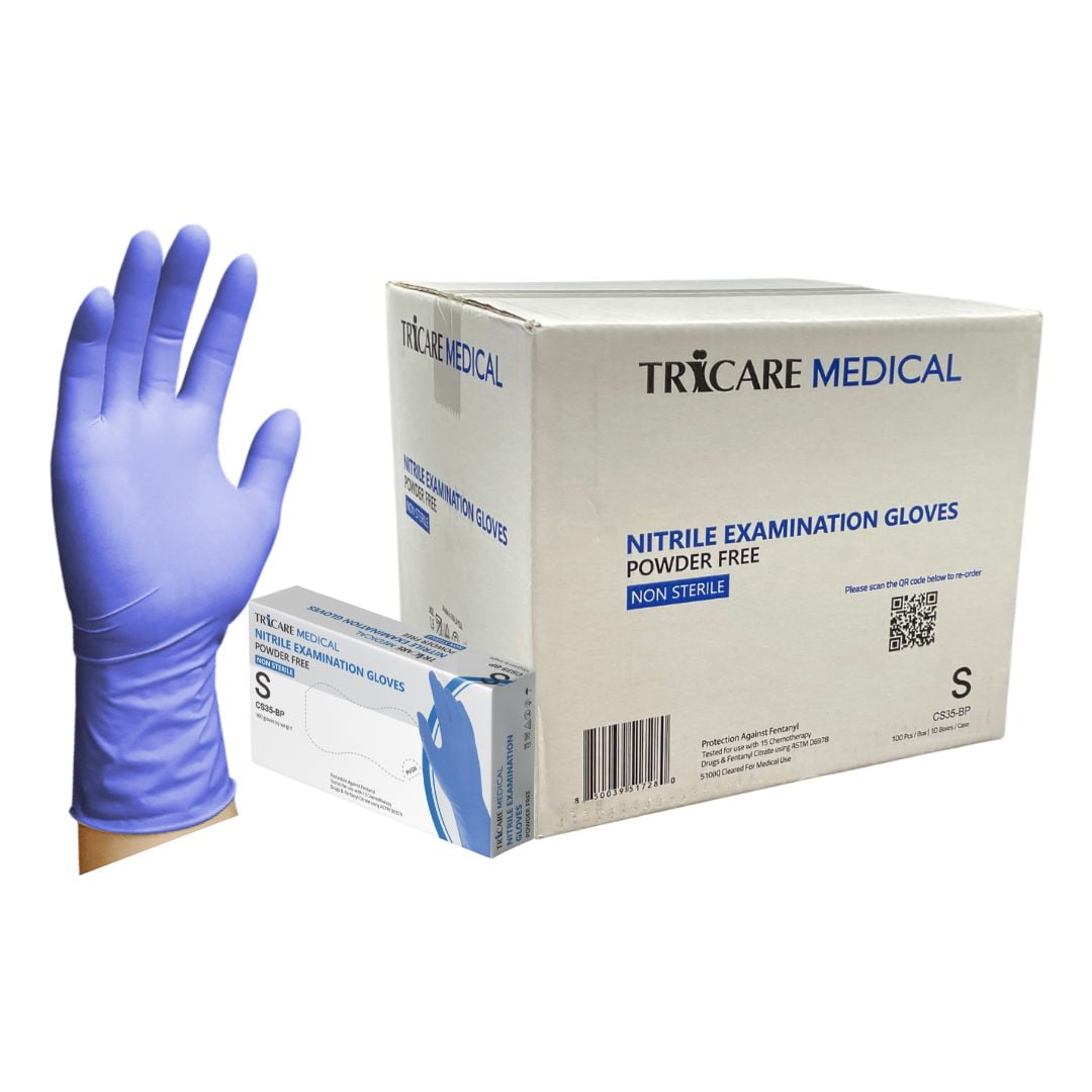 TRICARE Medical Nitrile Exam Gloves, Small, 1000 Count, Deep Blue, Non-Sterile, Powder Free, 4.3 Mil