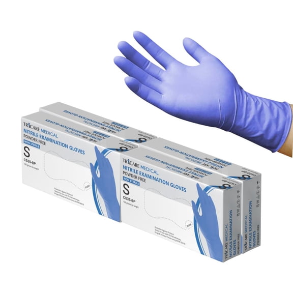 TRICARE Medical Nitrile Exam Gloves, Small, 400 Count, Deep Blue, Light Duty, Disposable, 4.3 Mil