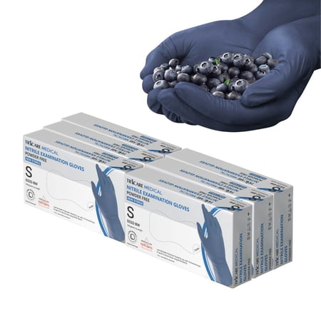 TRICARE Medical Nitrile Exam Gloves, Small, 600 Count, Berry Blue, Chemo Drug Tested, 3.5 Mil