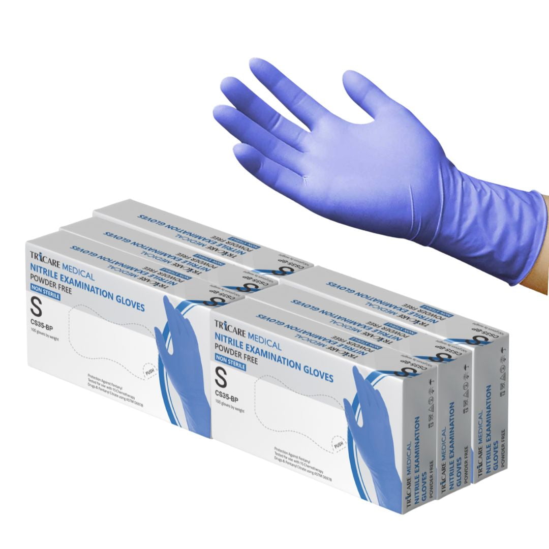 TRICARE Medical Nitrile Exam Gloves, Small, 600 Count, Deep Blue, Chemo Drug Tested, 4.3 Mil