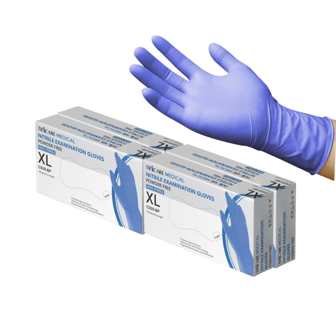 TRICARE Medical Nitrile Exam Gloves, X-Large, 400 Count, Deep Blue, Powder Free, 4.3 Mil