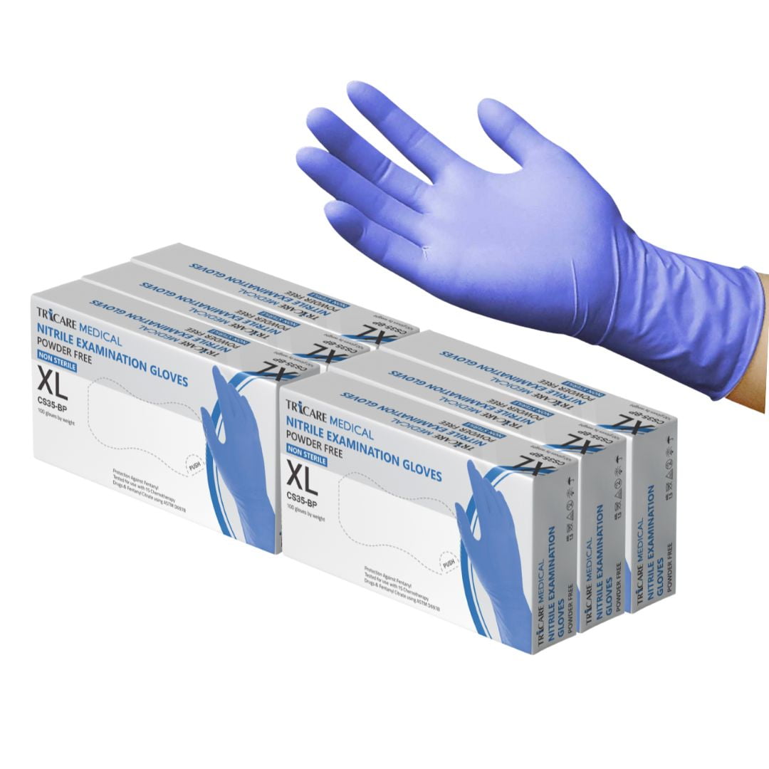 TRICARE Medical Nitrile Exam Gloves, X-Large, 600 Count, Deep Blue, Chemo Drug Tested, 4.3 Mil