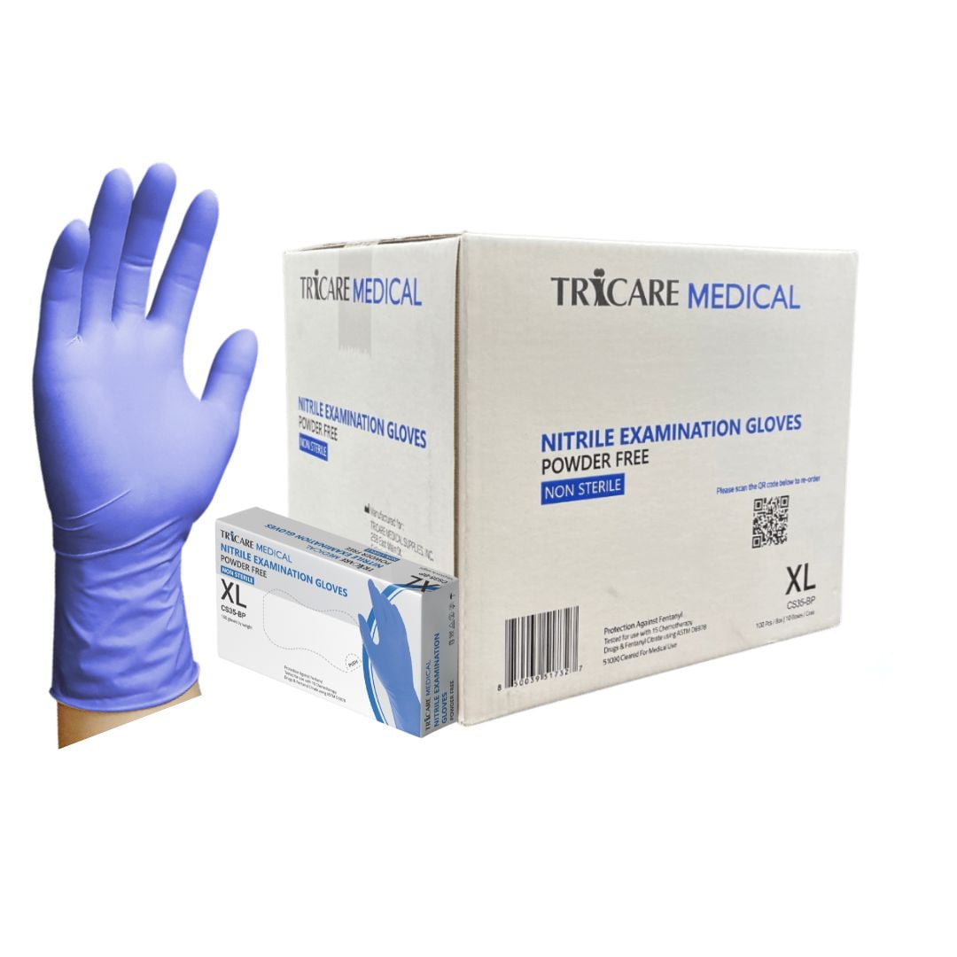 TRICARE Medical Nitrile Exam Gloves, x-Large, 1000 Count, Deep Blue, Disposable Non-Sterile, 4.3 Mil