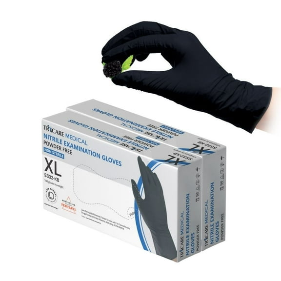TRICARE Medical Nitrile Gloves, x-Large, 200 Count, Berry Black, Powder and Latex-Free, 3.5 Mil