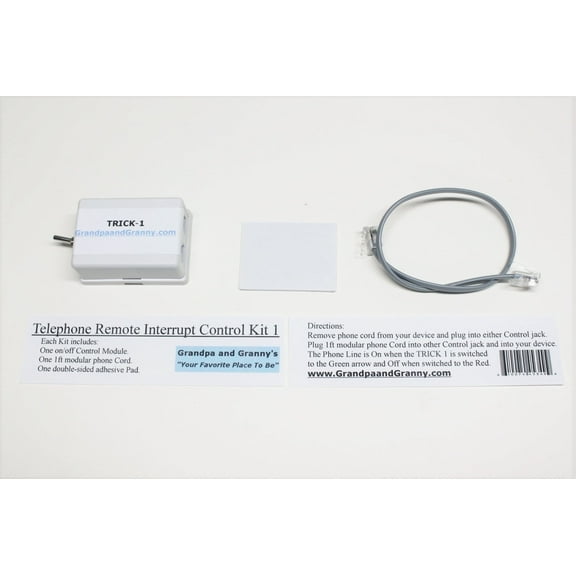 TRICK-1 Regular Landline Telephone Cord On/Off Switch for All Except Cordless AT&T or Panasonic Phones and Brother Faxes