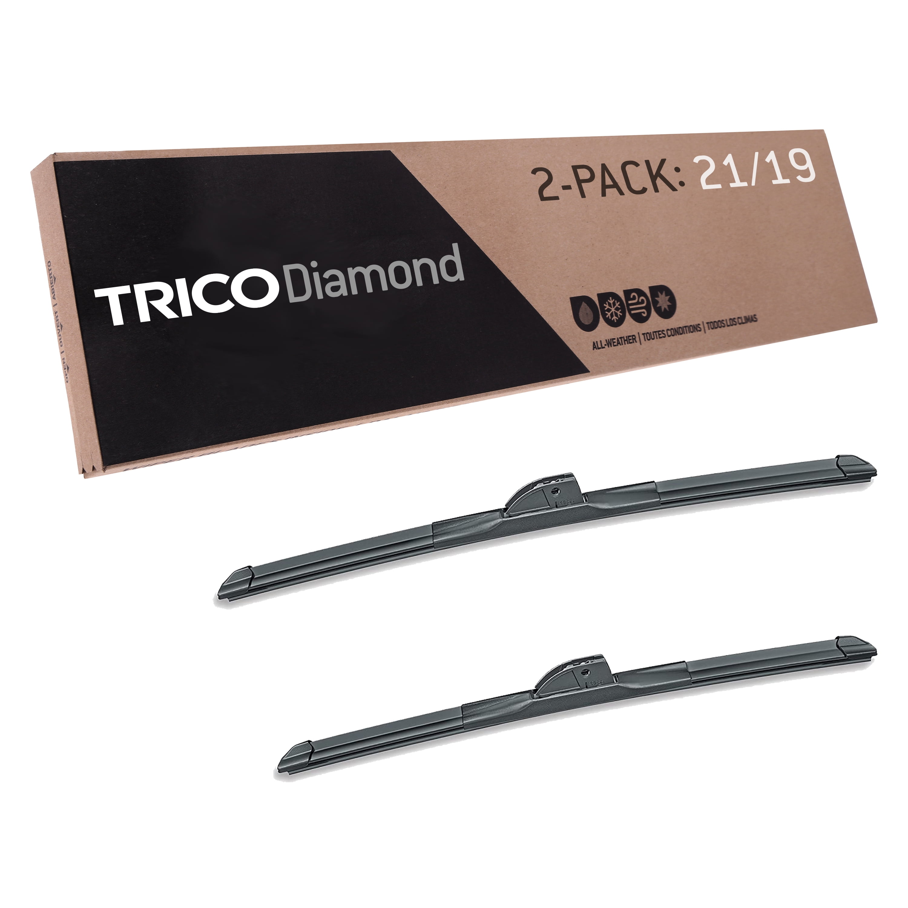 TRICO Diamond 2 Pack, 21" and 19" High Performance Replacement Windshield Wiper Blades (25-2119)