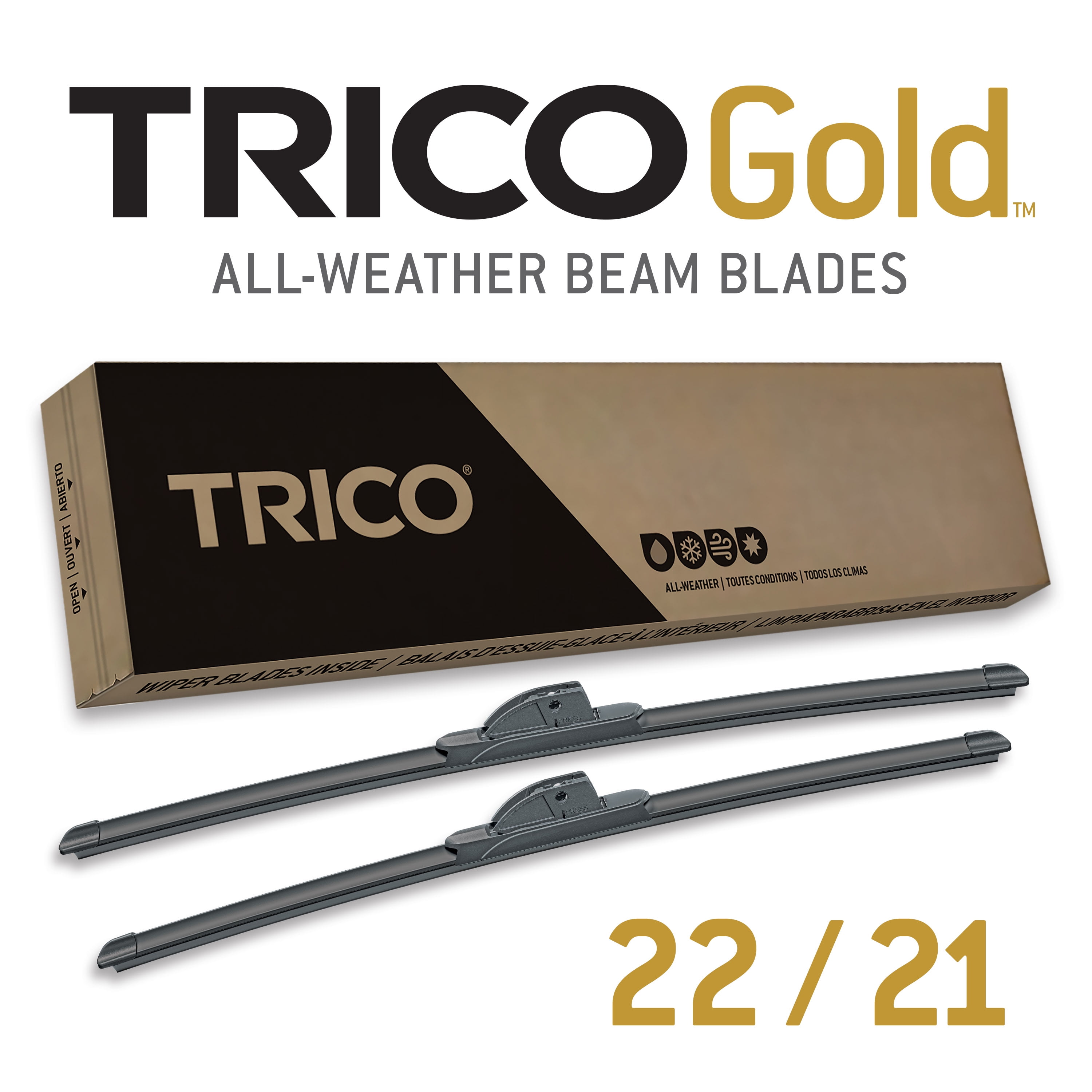 TRICO Gold 2 Pack All Weather Automotive Replacement Wiper Blades 22