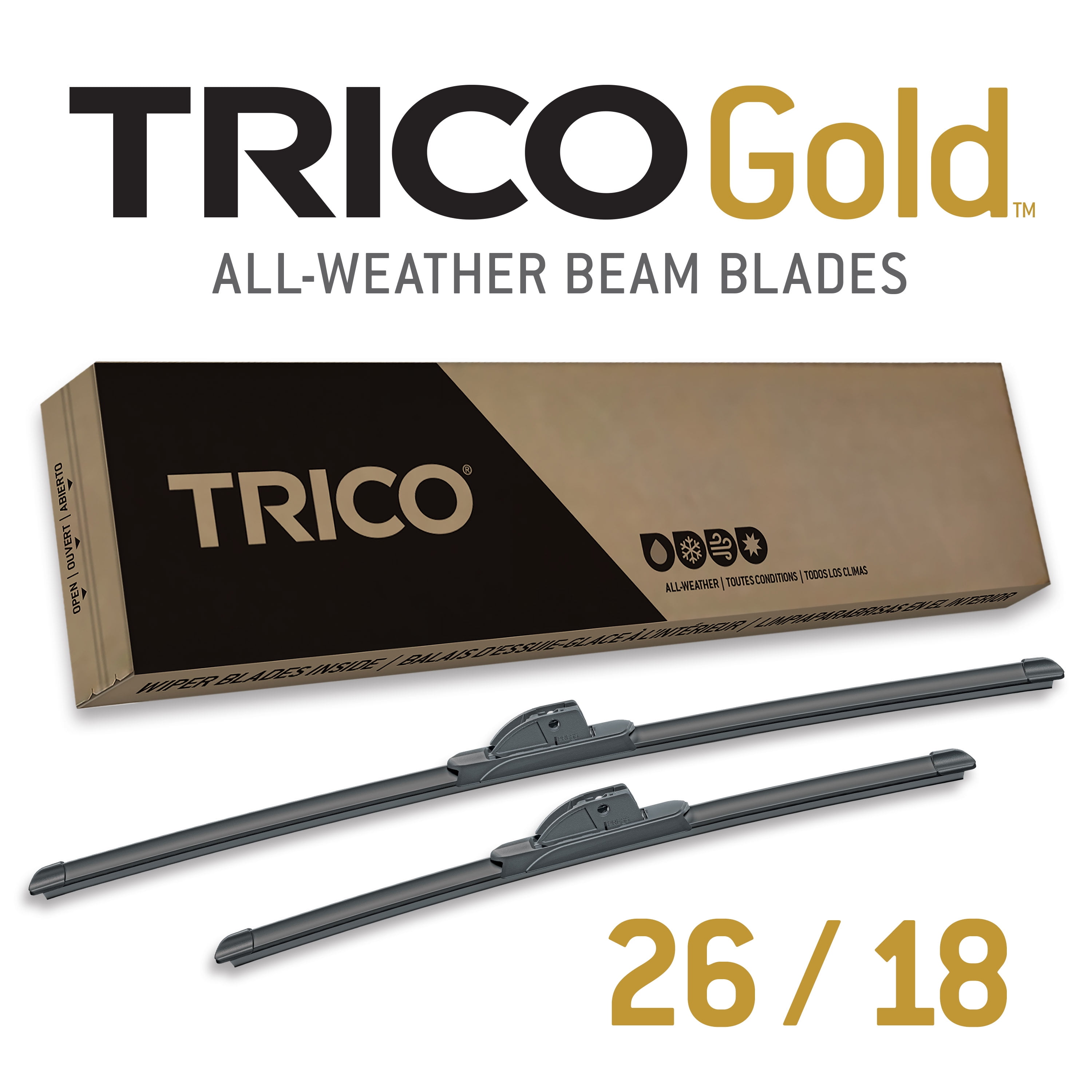 TRICO White Winter Wiper Blades (26" + 18") – Fits Honda Civic, Toyota Camry, Hyundai Sonata, Jeep & More (2010-2022 Models)