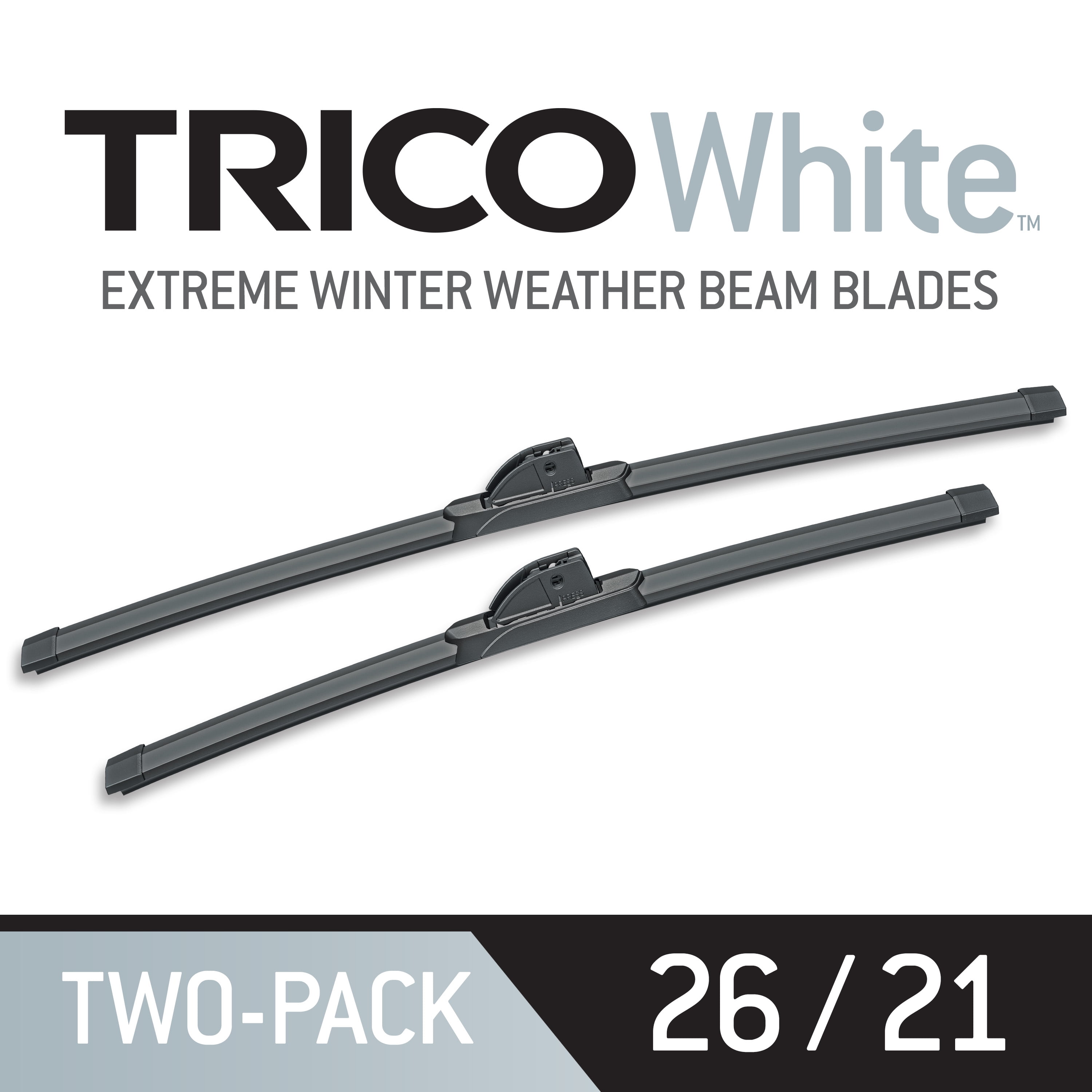 TRICO White 2 Pack, 26" + 21" Extreme Weather Winter Beam Wiper Blades (35-2621)