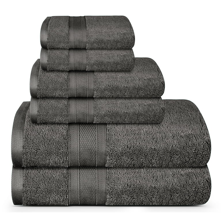 Trident 100% Cotton Feather Touch Towels, 6 Piece Set - 2 Bath Towels, 2 Hand Towels, 2 Washcloths, Super Soft and Highly Absorbent, Soft & Plush