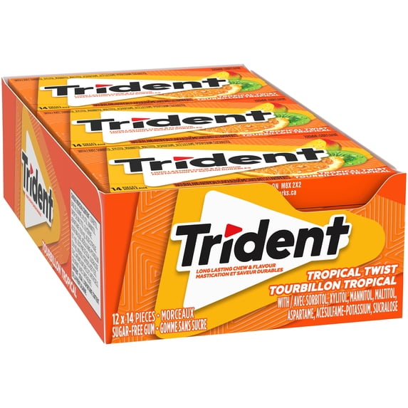 TRIDENT GUM TROPICAL TWIST SUGAR FREE12X14.000 PC
