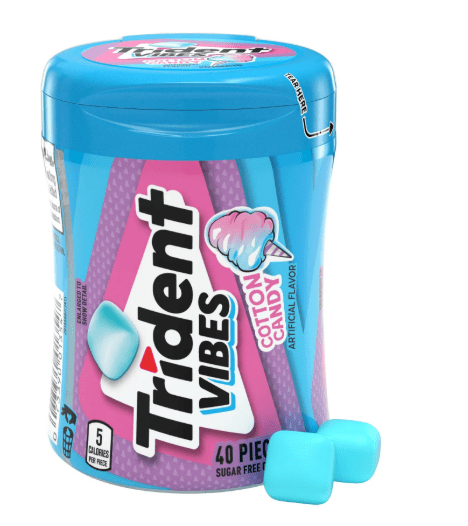 Trident Vibes Sugar Free Cotton Candy Gum 6 - 40 Piece Bottles