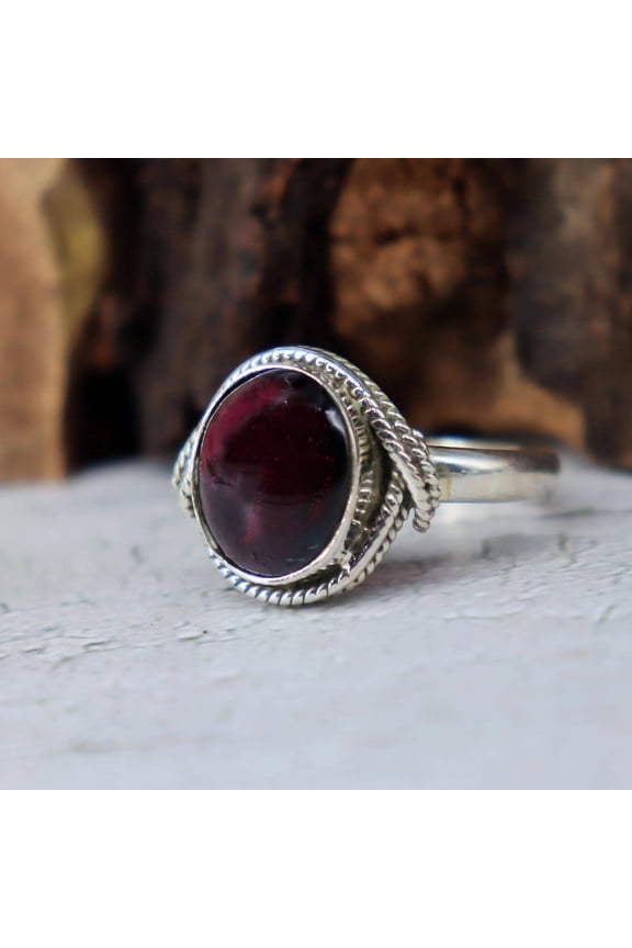 - 925 Sterling Silver Red Garnet Ring Sterling Silver 925 Split Band for Women, Handcrafted Fine Jewelry Gift