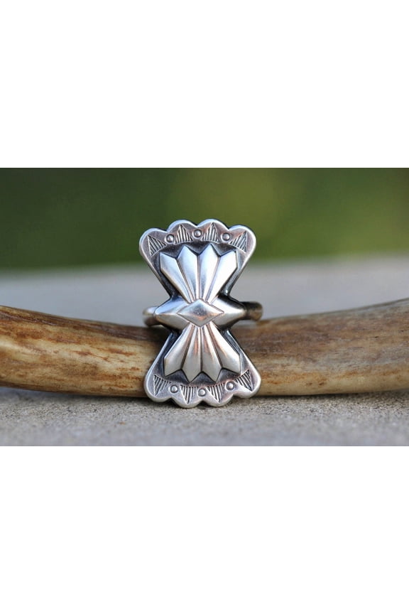 - 925 Sterling Silver Sterling Silver Concho Ring Handcrafted Artisan Silver Band with Tarnish Resistant