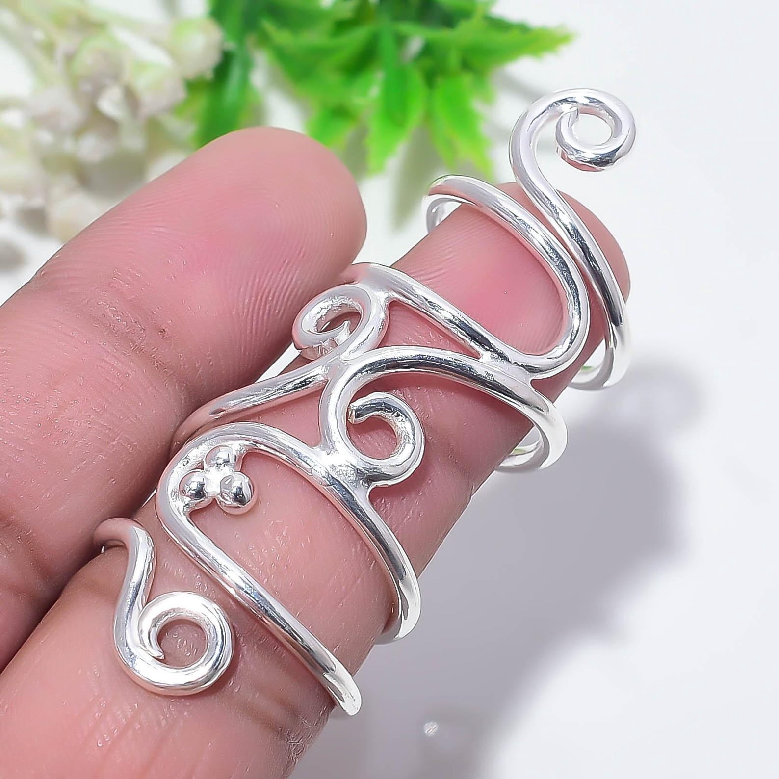 Minimalist Stackable Rings TRIDHA SILVER- Adjustable silver ring, handmade open band minimalist ...