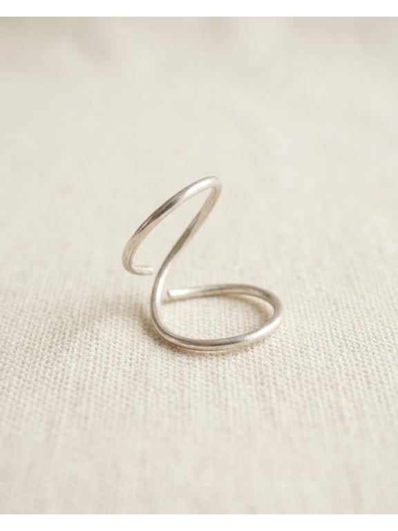 - Adjustable silver spiral ring, handmade minimalist swan neck wrap ring for daily wear and stacking style