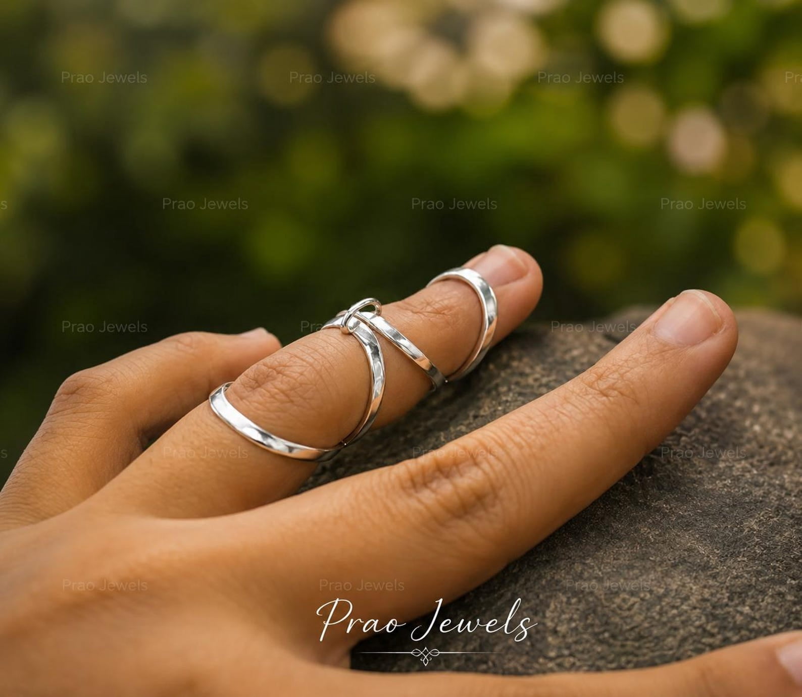 Minimalist Stackable Rings TRIDHA SILVER- Adjustable spiral wire ring, silver-tone handmade coiled ...