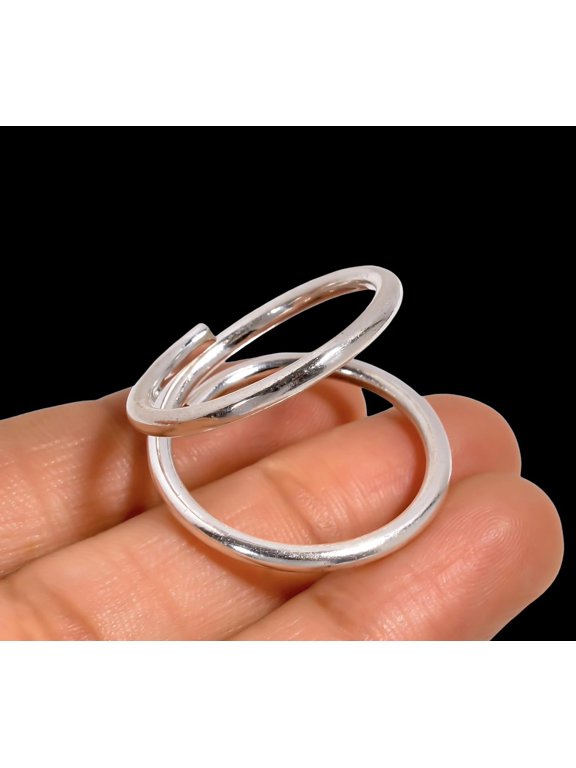 Anillo De Férula Ajustable, Adjustable Silver Boho Open Band Ring