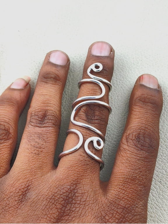 Anillo Férula Artritis, Silver Full Finger Wrap Adjustable Ring