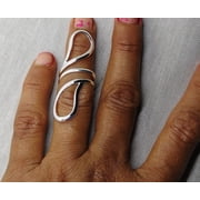 TRIDHA SILVER- Art deco wrap ring, silver handmade adjustable XL open band with vintage geometric statement design piece