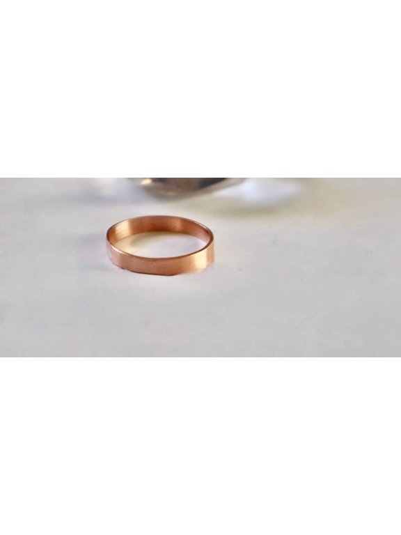 - Black copper ring, flat 3 mm matte handcrafted copper band with polished edges, polish pad included