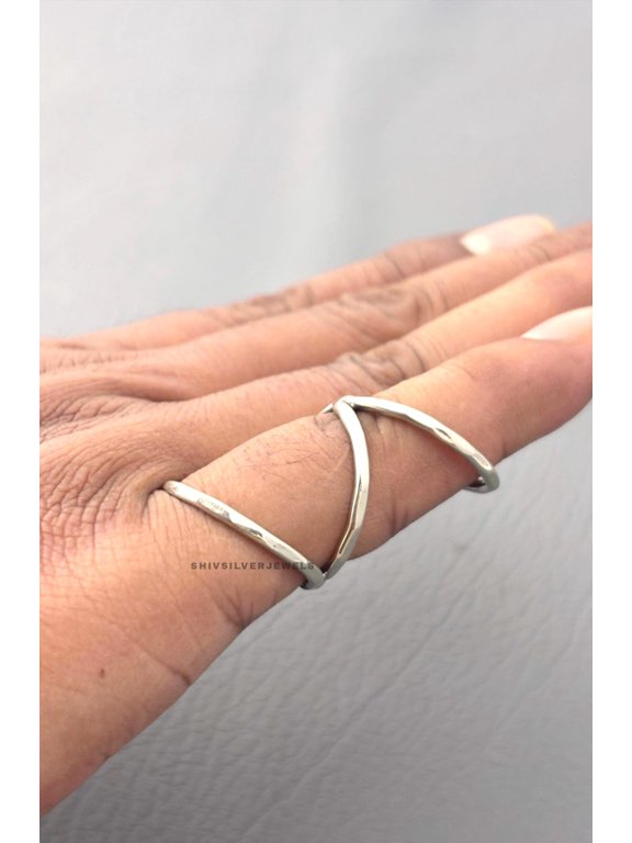 - Hammered adjustable ring with textured open band, handmade mixed metals stackable minimalist jewelry
